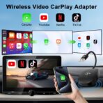 XHU Wireless CarPlay Adapter, CarPlay Wireless Adapter Supports Netflix, YouTube, and TikTok Stream Media Play, for OEM Wired CarPlay to Wireless Dongle, Only Fits for iOS 10+ Phone & Cars from 2016 - Image 2