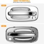 Tutor Auto Chrome Door Handle Covers Compatible with 99-06 Chevrolet Silverado Tahoe Avalanche Suburban | 99-06 GMC Yukon Sierra |02-06 Cadillac Escalade W/O Passenger Side Keyhole - Image 7