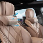 Car Neck Pillow for Driving Memory Foam Headrest Nappa Leather Head Rest for Most Cars SUV Home Office Traveling