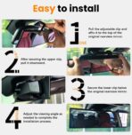 Rear View Mirror, Chrome Anti-glare Panoramic Rear Mirrors Universal 12 Inch Convex Car Interior Clip on Extra Big Wide Angle Rearview Mirror Extender to Reduce Blind Spot for Car SUV Trucks - Image 8