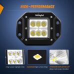Nilight 2PCS 18W Flood Flush Mount LED Work Light Fog Lights Off Road Lights Driving Lights with Off Road Wiring Harness - Image 5