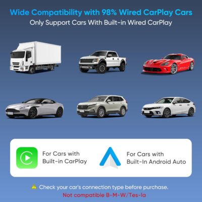 Upgraded Wireless CarPlay Adapter, 3-in-1 Wireless Carplay & Android Auto& Video Adapter, Built in Netflix YouTube Support TF Card, Plug & Play, USB Type C, USB Type A Compatible with iPhone & Android - Image 9