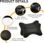 2 PCS Car Headrest Pillow for Neck Support, Refreshing and Breathable Denier Leather Ergonomic Relaxation Neck Pillow, Detachble & Washable Parts, Universal for All Seasons (Black) - Image 5
