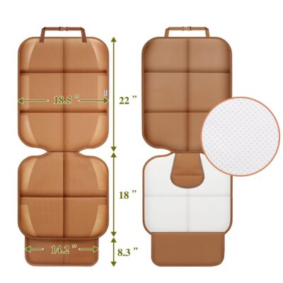 Meolsaek Car Seat Protector for Child Car Seat, Durable 600D Fabric Waterproof Car Seat Cover with Thick Pad Non-Slip Backing，No Imprints (Tan-1 pc) - Image 3