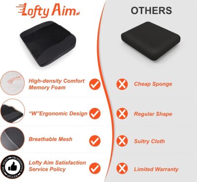 Car Seat Cushion, Comfort Memory Foam Car Cushions for Driving - Sciatica & Lower Back Pain Relief, Driver Seat Pillow for Auto, Office Chair, Wheelchair - Black - Image 8