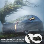 Car Cover Waterproof All Weather, 6 Layers Full Exterior Covers with Zipper Cotton, Mirror Pocket. Outdoor Car Cover UV Snow Rain Wind Dust All Weather Outdoor Protection for Sedan (173-183 inch) - Image 2