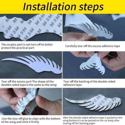 1 Pair Silver Car Angel Wings Sticker, Hawk Eagle Wings Automobile Emblem,4.92in*1.37 * 0.39in 3D Metal Stereo Wing Sticker, Suitable for Most Cars Models (Silvery) - Image 5