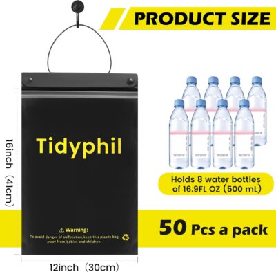 50 PCS Disposable Car Trash Bags Hanging, Leak-proof, Odor Seal. 2 Gallon Car Garbage Bags, Big Capacity. Independent of Car Trash Can, Easy Stick-On Car trash Bin for Car, SUV, Truck, Stroller. Black - Image 3