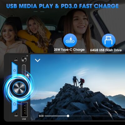 Wireless Single Din CarPlay Stereo: 6.5 Inch Wireless Android Auto Touchscreen Radio for Car - Bluetooth Incell Display 300W 4.2 CHN 2 Subwoofer Outputs USB Type-C Fast Charge SWC - Image 5