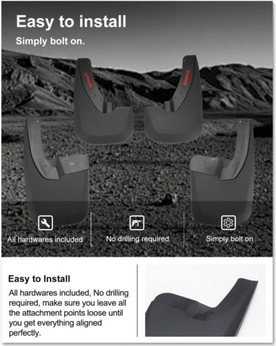 Kiwi Master Mud Flaps for 2009-18 Dodge Ram 1500/2500/3500, 2019-2024 Ram 1500 Classic (with OEM Fender Flares, Single Rear Wheels), Heavy Duty Front & Rear Mud Guards, No Drill, 4 Pcs Set - Image 7