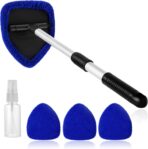 11pcs Windshield Cleaner Tool, Car Window Cleaning Wash Kit with 6 Reusable Microfiber Pads 2 Spray Bottles and Extendable Handles Auto Glass Wiper Kit, Blue - Image 8
