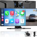 Wireless A-pple Carplay Screen for Car, Largest 11.5'' Carplay & Android Auto Car Stereo Touchscreen with 4K Dash Cam and 1080P Backup Camera,Voice Control/GPS Navigation/Mirror Link/Bluetooth/AUX/FM
