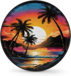 Rv Spare Tire Cover Wheel Sunset Palm Beach Tire Covers Wheel Protectors Universal Fit for Camper RV SUV Truck Travel Trailer Accessories Waterproof Cover 14 inch for Diameter 25-27in