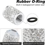 Alpmosn Car Wheel Tire Valve Caps, 4 PCS Bling Tire Valve Caps, Crystal Tire Caps Shinny Rhinestone for Women, Universal Car Dustproof Tire Valve Caps for Cars, Trucks, SUV and Motorcycles (White) - Image 3