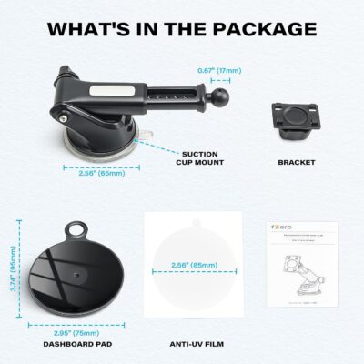 1Zero Replacement Suction Cup Car Mount for CarPlay Screen with Quick Extension Arm, Compatible with 7-11 Inch Portable Car Play Screens, Adjustable Dashboard Windshield in-Car Monitor Bracket Holder - Image 8