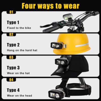 Rechargeable LED Headlamp with Spotlight and Floodlight High Brightness Mining Headlamp Waterproof Hard Hat Light for Hunting, Camping, Night Work, Caving (M60 Miner Lamp Kit+Black hat) - Image 3