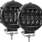 BESTZHEYU 2PCS Round LED Off Road Lights Round LED Work Light 60W Round LED Fog Lights Pod Daytime Running Light Driving Light Wrangler Truck Pickup SUV ATV UTV Spot Flood Beam Off-road Light Bar