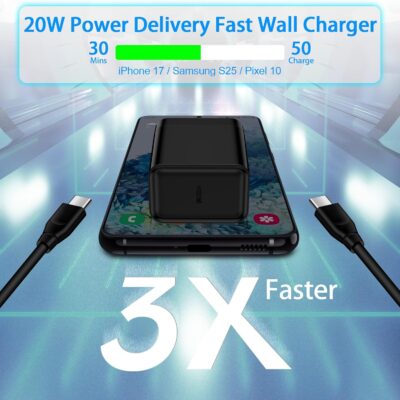 48W Car Charger for Samsung S26 Charger USB C Android Charger Fast Charging for Samsung Galaxy S26 Ultra S25 FE Edge S25+ A17 A16 A36 A26 A56 A32, 20W Wall Charging Block with 6FT USB C to USB C Cable - Image 4