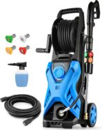 Electric Pressure Washer, 2.8 GPM High Power Washer Adjustable Pressure 2500PSI-5000PSI with 33FT Extension Hose Reel, 4 Nozzles and Soap Bottle for Cars/Fences/Driveways