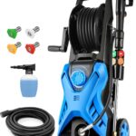 Electric Pressure Washer, 2.8 GPM High Power Washer Adjustable Pressure 2500PSI-5000PSI with 33FT Extension Hose Reel, 4 Nozzles and Soap Bottle for Cars/Fences/Driveways