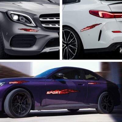 TOMALL 6Pcs Sport Flame Graphics Car Body Side Stickers Flame Racing Sports Stripe Decal for Car Universal Vinyl Self-Adhesive Decal Decoration Accessories for Truck SUV Off-Road Vehicles (Red) - Image 4