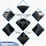 Skechers Steering Wheel Cover Contour Foam Cozy Fit, Leather Steering Wheel Covers,Universal Anti-Slip Fit 14" 1/2-15" Car Wheel Cover for Car Decor Gifts Fit Suvs,Vans,Sedans,Car,Trucks,Black - Image 4