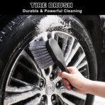 9Pcs Car Wheel & Tire Brush Kit, Wheel Cleaner Brush, Soft-bristled Rim Brush, Car Drying Towel (36"x 24"), Tire Shine Applicator Pad, Car Wash Mitt, Car Detailing Cleaning Wash Brush Supplies Kit - Image 4
