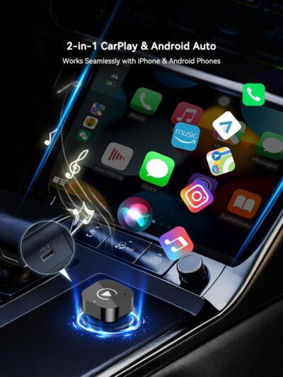 Wireless CarPlay & Android Auto Adapter, USB-A Plug-in Dongle, Converts Factory Wired CarPlay/Android Auto to Wireless (Gloss Black,USB-A) - Image 3