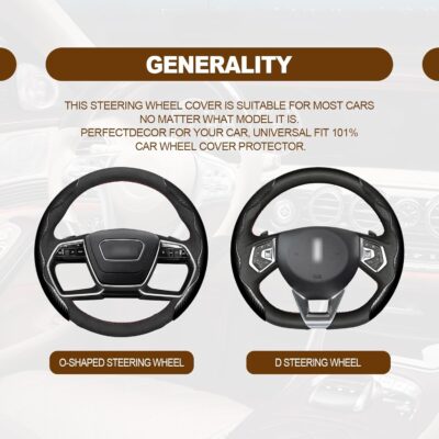 Car Interior Accessories Butterfly Steering Wheel Cover Car Carbon Fiber Anti-Skid Steering Wheel Cover (Black) - Image 4