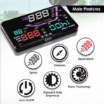 Pyle Universal 5.5’’ Car HUD Head-Up Display Multi-Color Windshield Screen Projector Vehicle Speed & GPS Navigation Compass, Plug & Play, With Speed, Time, Altitude & More (PHUD15) - Image 5