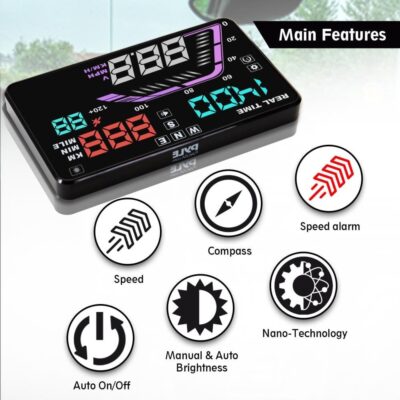 Pyle Universal 5.5’’ Car HUD Head-Up Display Multi-Color Windshield Screen Projector Vehicle Speed & GPS Navigation Compass, Plug & Play, With Speed, Time, Altitude & More (PHUD15) - Image 5