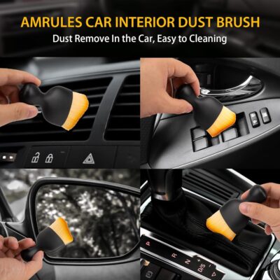 Amrules 2PCS Car Interior Detailing Brush, Auto Car Detailing Brush Dusting Brush, Soft Bristles Car Interior Cleaning Tool for Dashboard Interior, Exterior, Skylight, Leather, Dust Brush, Brown - Image 3
