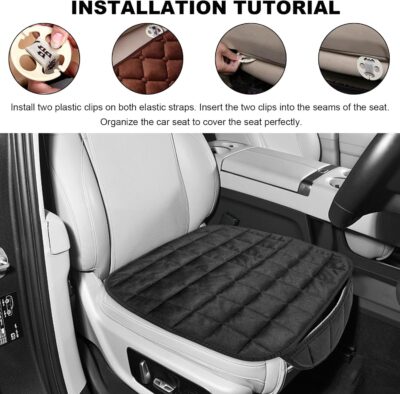 Car Seat Cushion, Soft Plush Auto Seat Cover with Non-Slip Silicone Bottom & Storage Pocket, Universal Breathable Vehicle Seat Cushion Pad for Car Truck SUV, Black - Image 5