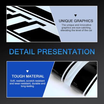 Eratus 2 PCS Car Side Skirt Stickers, Racing Stripe Car Body Sports Decoration, Precision Cut Waterproof Self-Adhesive Decals, Universal for Most Cars Exterior Modification Accessories (Black) - Image 3