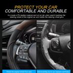 Mandark Car Steering Wheel Cover, 15 Inchs Microfiber Leather Non-Slip Vehicle Steering Wheel Protector, Breathable Auto Interior Protection Accessories, Universal for SUV Sedan Truck (Black/Brown) - Image 3