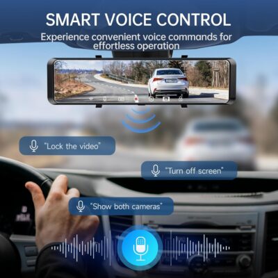 4K Rear View Mirror Camera, 12'' Mirror Dash Cam, 4K/2.5K Backup Camera for Car, WiFi/GPS Dash Cam Front and Rear with 32GB Card, APP, Voice Control, WDR Night Vision, Reverse Assist (Black) - Image 4