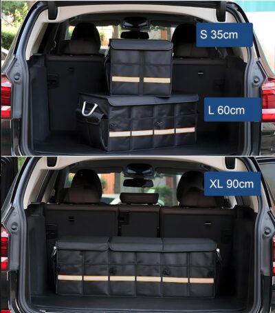 Trunk Storage Organizer with Lid, 35cm Small 36L Collapsible Car Trunk Organizer,Small Car Organizer Aluminium Handle, Car Accessories for Sedan Auto SUV Truck Minivan Road Emergency Black - Image 9