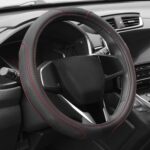 Auto Dynasty Steering Wheel Cover, Breathable Microfiber Leather Car Steering Wheel Protector with Hexagon Quilted Non-Slip Grip Pattern, Anti-Slip, [14 1/2 to 15 Inches] Universal Fit Cars Trucks SUV