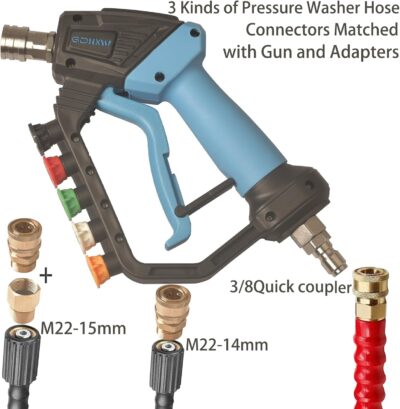 GDHXW 5000 PSI High Power Pressure Washer Gun with Swivel,with Foam Cannon 2 Adapter 5 Pressure Washer Nozzles - Image 6
