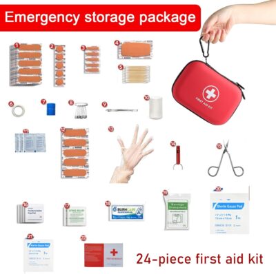First Aid Box with Mini First Aid Kit, Metal Medicine Storage Box with Handles & Safety Lock, First Aid Organizer Waterproof Hard Shell Small Case for Travel Home Office Camping Hiking Car - Image 3