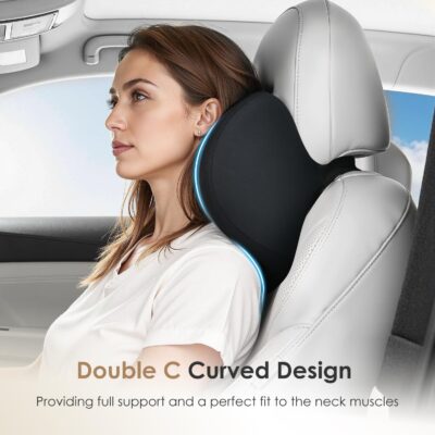 FLORICH Car Seat Cushion & Lumbar Support Pillow & Car Neck Pillow, Ergonomic Memory Foam Driving Seat Cushion for Back & Sciatica Pain Relief, Non-Slip Washable Cushion for Car, Driver, Office-Black - Image 4