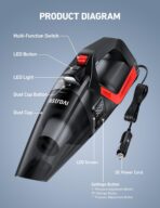 AstroAI 4-in-1 Car Vacuum Cleaner and Tire Inflator Portable with Accessories Air Compressor Digital Dual Values Display, 150 PSI Car Tires Air Pump with LED Light, 12V DC, 16.4FT Cord for Auto - Image 9