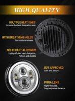 ZIMABLUE 7 inch led Headlight Chrome Round Projector 7 inch Halo led Headlight H6024 DOT Approved Hi/Lo Beam DRL Amber Turn Signal Compatible with Jeep Wrangler JK TJ CJ Compatible with Chevy miata - Image 4