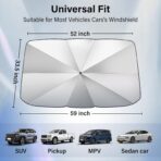 Windshield Sun Shade Umbrella - Foldable Car Window Shades, Reflective Car Sun Shade Windshield, Front Sun Shade for Cars Windshield for Hatchback, Truck, SUV, MPV (57"x31.5") - Image 2