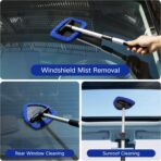 11pcs Windshield Cleaner Tool, Car Window Cleaning Wash Kit with 6 Reusable Microfiber Pads 2 Spray Bottles and Extendable Handles Auto Glass Wiper Kit, Blue - Image 2