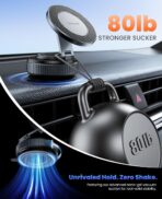 Suction Phone Mount for Car Dashboard/Windshield - 360°Adjustable Magnetic Phone Holder for Car, Foldable Car Phone Holder for iPhone 17/16/15/14/13/12 Series (Carbon Fiber & Aluminum Alloy) - Image 3