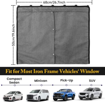 Car Window Shades, 2 Pack Suede Fabric & Dual-Layer with Zipper Magnetic Sun Shade Curtain for Back Side Windows, Universal Fit for SUV/Sedan/Truck Back Window Privacy, Blackout Sunshade for Baby - Image 7
