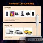 BESTEK Multi Ports USB Car Charger, Fast Charge 125W 14A Quick Charge 3.0 & USB-C PD Car Charger Adapter with Smart Identification for Cell Phones, Tablets and Other USB Devices - Image 7
