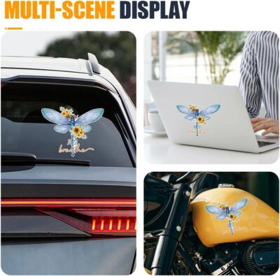 Just Breathe Dragonfly Car Sticker Decal, Vinyl Waterproof Automotive Window Sticker, Vintage Sun Flower Vehicle Bumper Decal, Positivity Auto Decoration Decals for Laptop, Wall (1PC) - Image 6