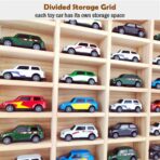 Wood Toy Car Display Rack, Holds 42 Diecast Cars Model Car Display Case 1/64 Scale Toy Cars Organizer Freestanding or Wall-Mounted Toy Car Storage Cabinet - Image 4